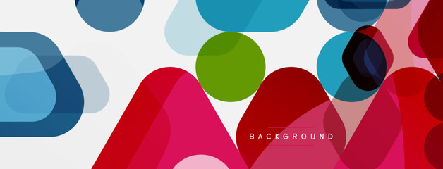 Color bubbles and rounded geometric shapes on white. Vector geometric minimal abstract background for wallpaper, banner, background, landing page