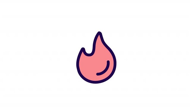 Animated burning color icon. Hot topic in social media. Being passionate. Feel anger. Seamless loop HD video with alpha channel on transparent background. Simple filled line motion graphic animation