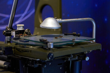 Close-up of professional instruments used in geological mining science
