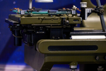 Close-up of professional instruments used in geological mining science