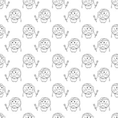 Sakura mochi pattern13. Seamless pattern with cute mochi character. Doodle cartoon vector illustration.