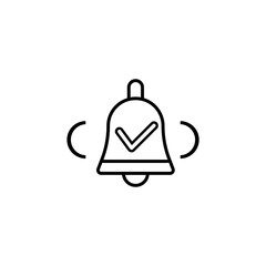 Vector flat illustration of alarm bell line icon isolated on white background. Bell icon for notification, signal, reminder, sound, call, alarm sign.