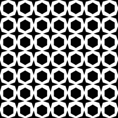 Hexagon black and white geometry pattern seamless background