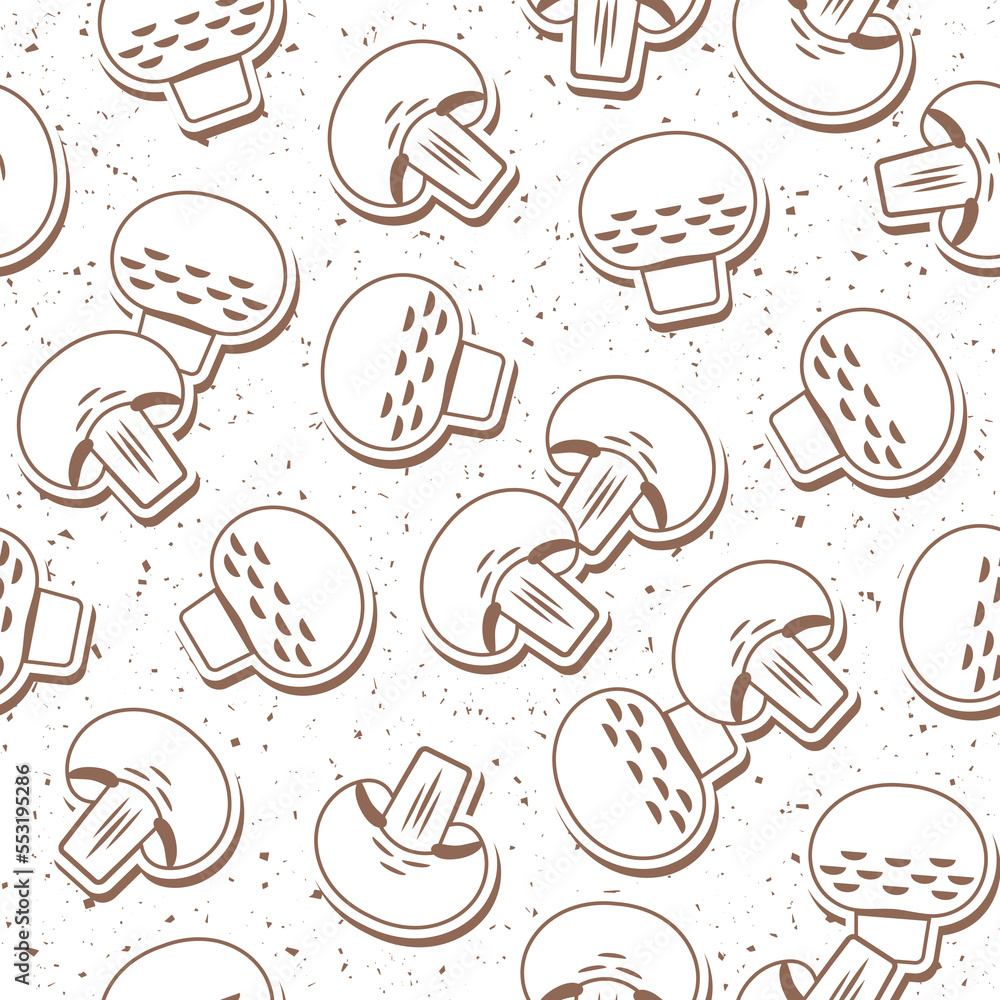Aufkleber seamless monochrome pattern with mushrooms in simple style. elements like stickers of champignon sli