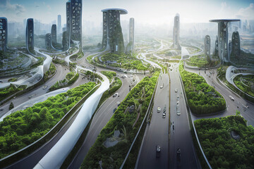 future smart cities, sustainable citys, sustainble highrises with lush planting