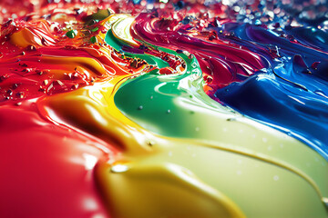 pour thick split colorful paint liquid,3d render