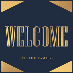 Welcome text in gold fancy typography illustration
