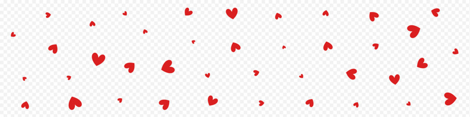 Red Hearts Vector Panoramic Transparent