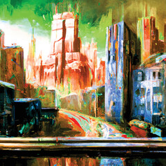 Expressive Vector Cyberpunk  City 44