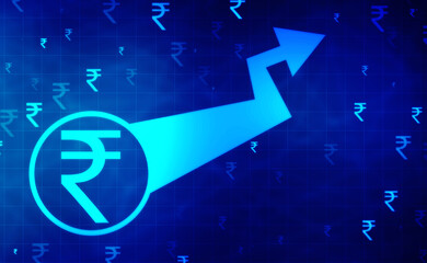 Indian Rupee symbol on financial Background, Growth of Indian stock market, Abstract finance background, Stock market Concept background