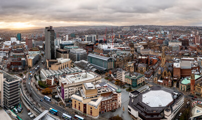 Aerial view of Sheffield theatre district
