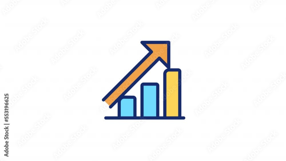 Poster animated statistic rise color icon. business development. financial progress. seamless loop hd video