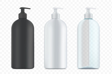 Vector set of plastic bottles with dispenser