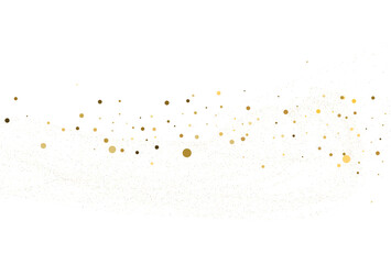 Gold dust, light gold glitter round confetti background.