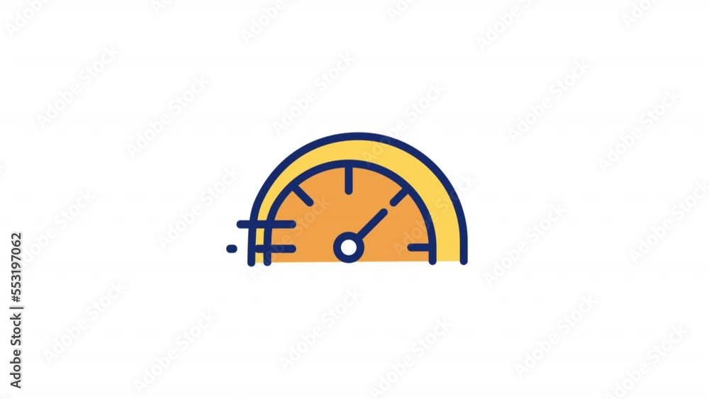 Poster animated speedometer color icon. vehicle speed. acceleration. automobile gauge. seamless loop hd vid