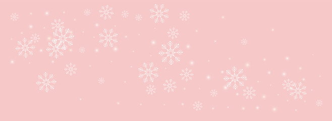 Silver Snow Vector Panoramic Pink Background.