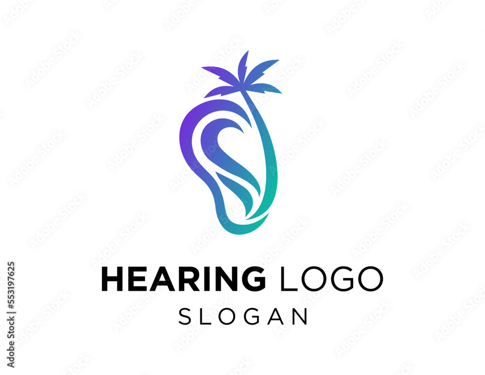 Poster logo design about hearing on white background. created using the coreldraw application.