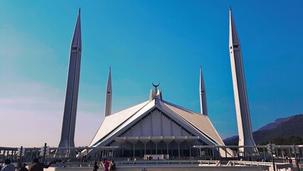 Faisal Mosque, Islamabad, Pakistan February, 05, 2019: Largest mosque in country, Completed in...