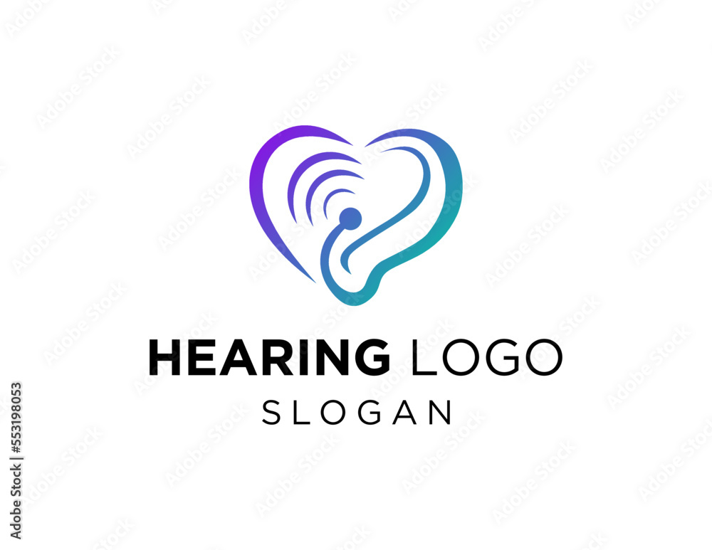 Poster logo design about hearing on white background. created using the coreldraw application.
