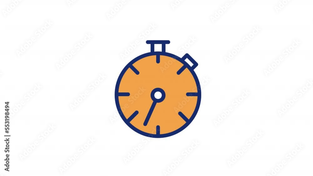 Poster animated chronometer color icon. accurate time counting. sport tool. competition. seamless loop hd v