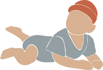 Abstract cute baby silhouette png, baby boho portrait png, abstract silhouette baby girl, nursery png, abstract kids illustration, boho child design