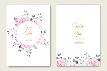 Elegant Floral Roses pink Wedding Invitation card