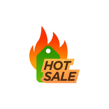 Vector Illustration Hot sale Label. Modern Web Banner Element With Flame 