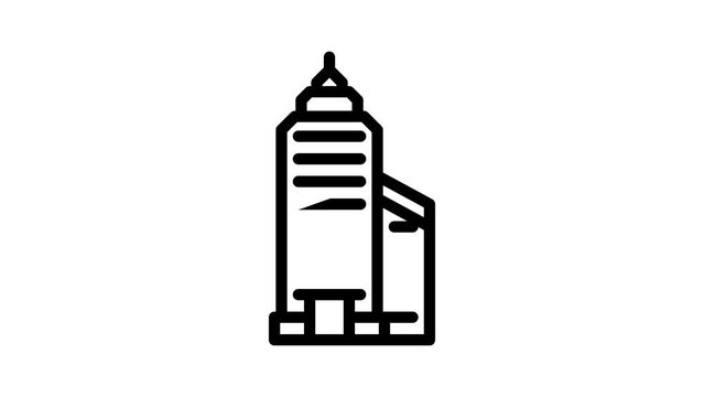 tower financial center skyscraper line icon animation
