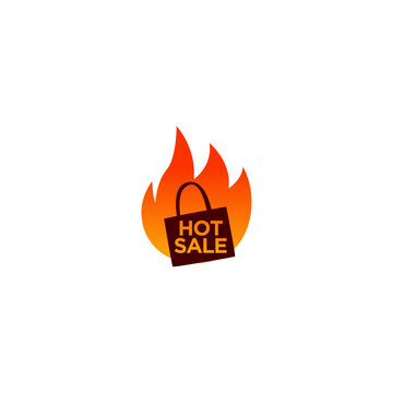 Vector Illustration Hot sale Label. Modern Web Banner Element With Flame 