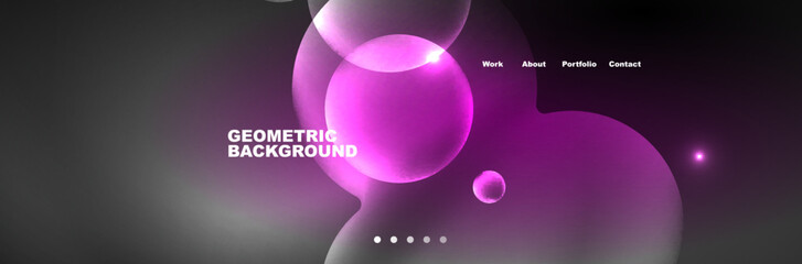Shiny neon circles and bubbles, dark abstract background with blurred magic neon light, wallpaper design