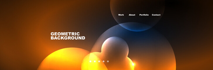 Shiny neon circles and bubbles, dark abstract background with blurred magic neon light, wallpaper design