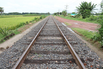 Fototapeta na wymiar Narrow gauge railway on ground