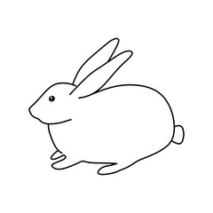 Hand drawn rabbit isolated. Bunny linear illustration. Bunny in doodle style. vector eps10