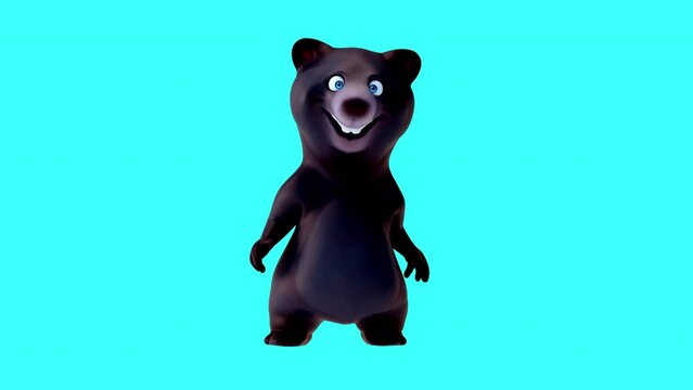 Fun 3D cartoon bear talking and presenting (with alpha channel)