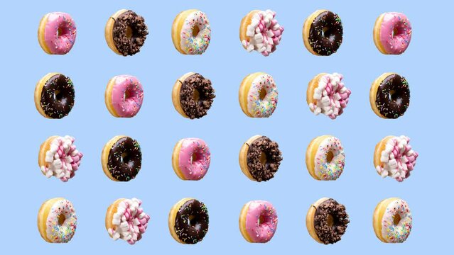 Donuts against plain background