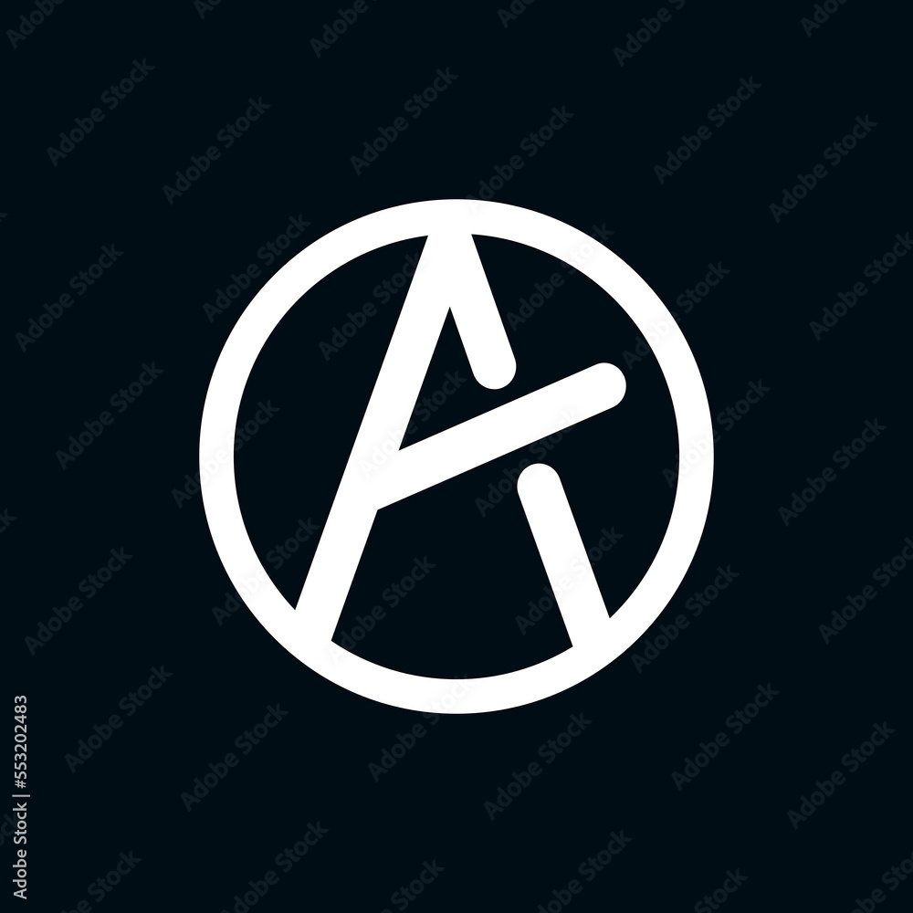 Poster logo a in circle shape. circle symbol a for logo. creative and minimal design logotype. vector eps10