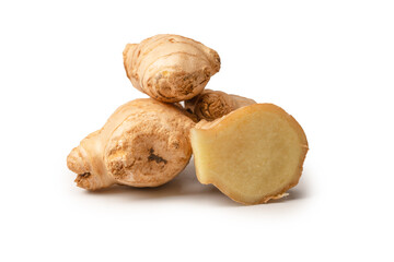 Ginger root isolated on white background.