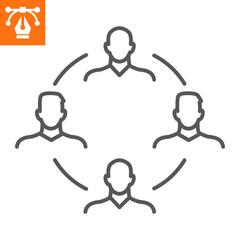 Teamwork line icon, outline style icon for web site or mobile app, human and business, corporate vector icon, simple vector illustration, vector graphics with editable strokes.