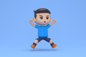cartoon football player celebration when he football a goal.
