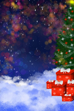 christmas tree and gifts background
