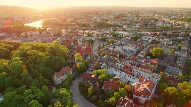 Cityscape of Krakow at sunset in summer, Poland
