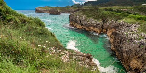 Coastline and Cliffs, Cantabrian Sea, Buelna, Llanes, Asturias, Spain, Europe