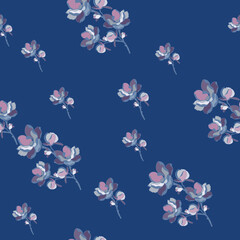 Fototapeta na wymiar Modern floral seamless pattern. Digital drawn illustration. Can be used as textile fabric or wallpaper, cards, invitations, decorative paper
