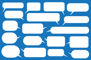 Set of speech bubbles. Speak bubble text, cartoon chatting box, message box. Blank empty vector white speech bubbles. Cartoon balloon word design.