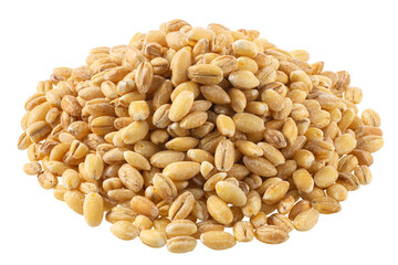 Pile of uncooked pearl barley, a wholegrain cereal, isolated png