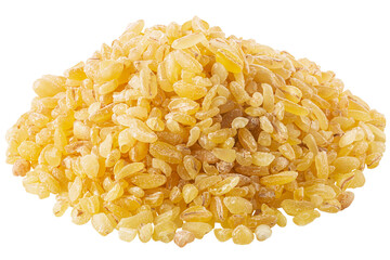 Pile of Bulgur, a cracked parboiled groats of durum wheat, isolated png