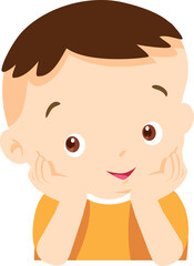 children relaxed sitting with hands on cheek and thinking