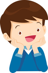 children relaxed sitting with hands on cheek and thinking