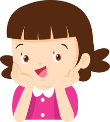 children relaxed sitting with hands on cheek and thinking