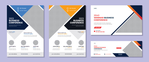 Business Conference Flyer Template. Corporate and Modern business conference poster or flyer design template.